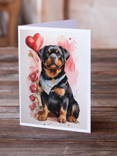 Load image into Gallery viewer, Rottweiler Valentine Roses Greeting Cards - Blank Note Cards – 8-Pack of Artist-Designed Cards with Envelopes