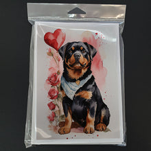 Load image into Gallery viewer, Rottweiler Valentine Roses Greeting Cards - Blank Note Cards – 8-Pack of Artist-Designed Cards with Envelopes