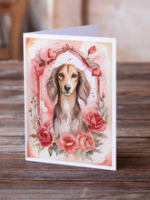 Load image into Gallery viewer, Saluki Valentine Roses Greeting Cards - Blank Note Cards – 8-Pack of Artist-Designed Cards with Envelopes
