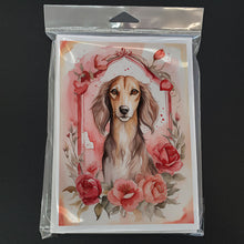 Load image into Gallery viewer, Saluki Valentine Roses Greeting Cards - Blank Note Cards – 8-Pack of Artist-Designed Cards with Envelopes
