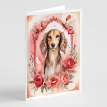 Load image into Gallery viewer, Saluki Valentine Roses Greeting Cards - Blank Note Cards – 8-Pack of Artist-Designed Cards with Envelopes