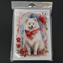Load image into Gallery viewer, Samoyed Valentine Roses Greeting Cards - Blank Note Cards – 8-Pack of Artist-Designed Cards with Envelopes