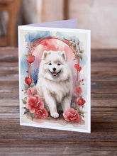 Load image into Gallery viewer, Samoyed Valentine Roses Greeting Cards - Blank Note Cards – 8-Pack of Artist-Designed Cards with Envelopes