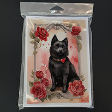 Load image into Gallery viewer, Schipperke Valentine Roses Greeting Cards - Blank Note Cards – 8-Pack of Artist-Designed Cards with Envelopes