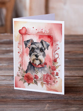 Load image into Gallery viewer, Schnauzer Valentine Roses Greeting Cards - Blank Note Cards – 8-Pack of Artist-Designed Cards with Envelopes