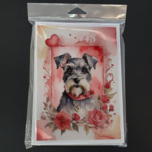 Load image into Gallery viewer, Schnauzer Valentine Roses Greeting Cards - Blank Note Cards – 8-Pack of Artist-Designed Cards with Envelopes