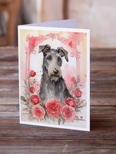 Load image into Gallery viewer, Scottish Deerhound Valentine Roses Greeting Cards - Blank Note Cards – 8-Pack of Artist-Designed Cards with Envelopes