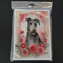 Load image into Gallery viewer, Scottish Deerhound Valentine Roses Greeting Cards - Blank Note Cards – 8-Pack of Artist-Designed Cards with Envelopes