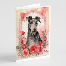 Load image into Gallery viewer, Scottish Deerhound Valentine Roses Greeting Cards - Blank Note Cards – 8-Pack of Artist-Designed Cards with Envelopes