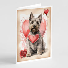 Load image into Gallery viewer, Scottish Terrier Valentine Roses Greeting Cards - Blank Note Cards – 8-Pack of Artist-Designed Cards with Envelopes