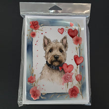 Load image into Gallery viewer, Scottish Terrier Valentine Roses Greeting Cards - Blank Note Cards – 8-Pack of Artist-Designed Cards with Envelopes