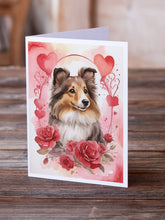 Load image into Gallery viewer, Sheltie Valentine Roses Greeting Cards - Blank Note Cards – 8-Pack of Artist-Designed Cards with Envelopes
