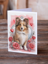 Load image into Gallery viewer, Sheltie Valentine Roses Greeting Cards - Blank Note Cards – 8-Pack of Artist-Designed Cards with Envelopes