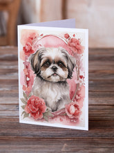 Load image into Gallery viewer, Shih Tzu Valentine Roses Greeting Cards - Blank Note Cards – 8-Pack of Artist-Designed Cards with Envelopes