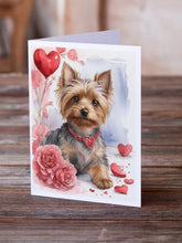Load image into Gallery viewer, Silky Terrier Valentine Roses Greeting Cards - Blank Note Cards – 8-Pack of Artist-Designed Cards with Envelopes