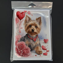 Load image into Gallery viewer, Silky Terrier Valentine Roses Greeting Cards - Blank Note Cards – 8-Pack of Artist-Designed Cards with Envelopes