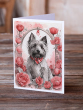 Load image into Gallery viewer, Skye Terrier Valentine Roses Greeting Cards - Blank Note Cards – 8-Pack of Artist-Designed Cards with Envelopes