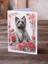 Load image into Gallery viewer, Skye Terrier Valentine Roses Greeting Cards - Blank Note Cards – 8-Pack of Artist-Designed Cards with Envelopes