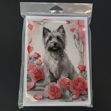 Load image into Gallery viewer, Skye Terrier Valentine Roses Greeting Cards - Blank Note Cards – 8-Pack of Artist-Designed Cards with Envelopes
