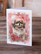 Load image into Gallery viewer, Tibetan Spaniel Valentine Roses Greeting Cards - Blank Note Cards – 8-Pack of Artist-Designed Cards with Envelopes