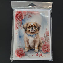 Load image into Gallery viewer, Tibetan Spaniel Valentine Roses Greeting Cards - Blank Note Cards – 8-Pack of Artist-Designed Cards with Envelopes
