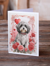 Load image into Gallery viewer, Tibetan Terrier Valentine Roses Greeting Cards - Blank Note Cards – 8-Pack of Artist-Designed Cards with Envelopes