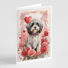 Load image into Gallery viewer, Tibetan Terrier Valentine Roses Greeting Cards - Blank Note Cards – 8-Pack of Artist-Designed Cards with Envelopes