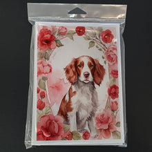 Load image into Gallery viewer, Welsh Springer Spaniel Valentine Roses Greeting Cards - Blank Note Cards – 8-Pack of Artist-Designed Cards with Envelopes