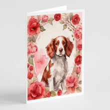 Load image into Gallery viewer, Welsh Springer Spaniel Valentine Roses Greeting Cards - Blank Note Cards – 8-Pack of Artist-Designed Cards with Envelopes