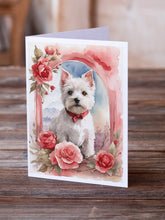 Load image into Gallery viewer, Westie Terrier Valentine Roses Greeting Cards - Blank Note Cards – 8-Pack of Artist-Designed Cards with Envelopes
