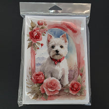 Load image into Gallery viewer, Westie Terrier Valentine Roses Greeting Cards - Blank Note Cards – 8-Pack of Artist-Designed Cards with Envelopes