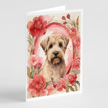 Load image into Gallery viewer, Wheaten Terrier Valentine Roses Greeting Cards - Blank Note Cards – 8-Pack of Artist-Designed Cards with Envelopes