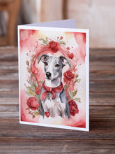 Load image into Gallery viewer, Whippet Valentine Roses Greeting Cards - Blank Note Cards – 8-Pack of Artist-Designed Cards with Envelopes