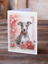 Load image into Gallery viewer, Whippet Valentine Roses Greeting Cards - Blank Note Cards – 8-Pack of Artist-Designed Cards with Envelopes
