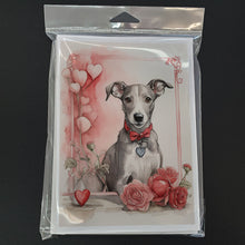 Load image into Gallery viewer, Whippet Valentine Roses Greeting Cards - Blank Note Cards – 8-Pack of Artist-Designed Cards with Envelopes