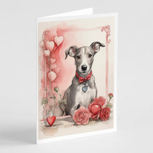 Load image into Gallery viewer, Whippet Valentine Roses Greeting Cards - Blank Note Cards – 8-Pack of Artist-Designed Cards with Envelopes