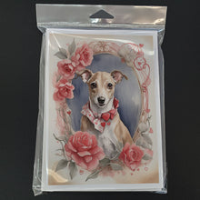 Load image into Gallery viewer, Whippet Valentine Roses Greeting Cards - Blank Note Cards – 8-Pack of Artist-Designed Cards with Envelopes