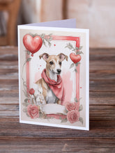Load image into Gallery viewer, Whippet Valentine Roses Greeting Cards - Blank Note Cards – 8-Pack of Artist-Designed Cards with Envelopes