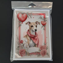 Load image into Gallery viewer, Whippet Valentine Roses Greeting Cards - Blank Note Cards – 8-Pack of Artist-Designed Cards with Envelopes