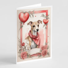 Load image into Gallery viewer, Whippet Valentine Roses Greeting Cards - Blank Note Cards – 8-Pack of Artist-Designed Cards with Envelopes