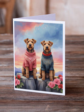 Load image into Gallery viewer, Airedale Terrier Two Hearts Greeting Cards - Blank Note Cards – 8-Pack of Artist-Designed Cards with Envelopes