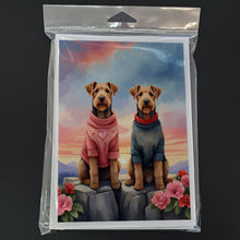 Load image into Gallery viewer, Airedale Terrier Two Hearts Greeting Cards - Blank Note Cards – 8-Pack of Artist-Designed Cards with Envelopes