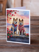 Load image into Gallery viewer, Akita Two Hearts Greeting Cards - Blank Note Cards – 8-Pack of Artist-Designed Cards with Envelopes