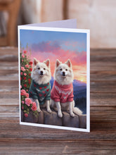 Load image into Gallery viewer, American Eskimo Two Hearts Greeting Cards - Blank Note Cards – 8-Pack of Artist-Designed Cards with Envelopes