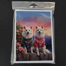 Load image into Gallery viewer, American Eskimo Two Hearts Greeting Cards - Blank Note Cards – 8-Pack of Artist-Designed Cards with Envelopes