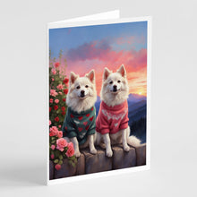 Load image into Gallery viewer, American Eskimo Two Hearts Greeting Cards - Blank Note Cards – 8-Pack of Artist-Designed Cards with Envelopes