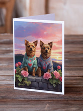Load image into Gallery viewer, Australian Terrier Two Hearts Greeting Cards - Blank Note Cards – 8-Pack of Artist-Designed Cards with Envelopes