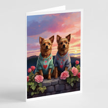 Load image into Gallery viewer, Australian Terrier Two Hearts Greeting Cards - Blank Note Cards – 8-Pack of Artist-Designed Cards with Envelopes