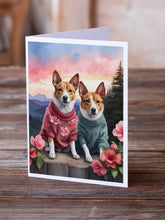 Load image into Gallery viewer, Basenji Two Hearts Greeting Cards - Blank Note Cards – 8-Pack of Artist-Designed Cards with Envelopes