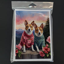 Load image into Gallery viewer, Basenji Two Hearts Greeting Cards - Blank Note Cards – 8-Pack of Artist-Designed Cards with Envelopes